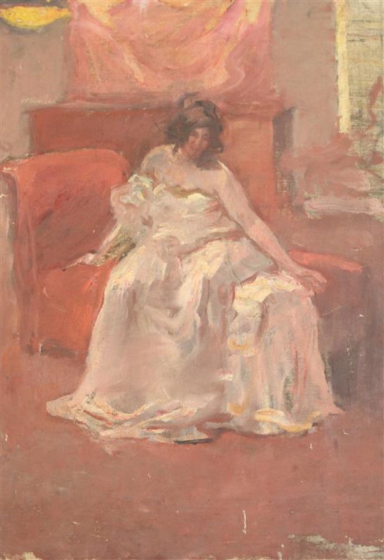 Albert de Belleroche (1864-1944) Kneeling female nude 26 x 18.5in.